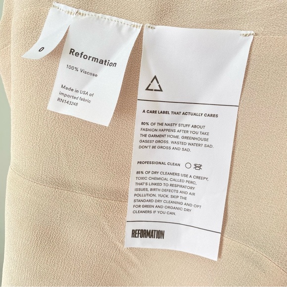 REFORMATION CALLALILY beige cream champagne backless v-neck wrap maxi dress - Picture 11 of 16